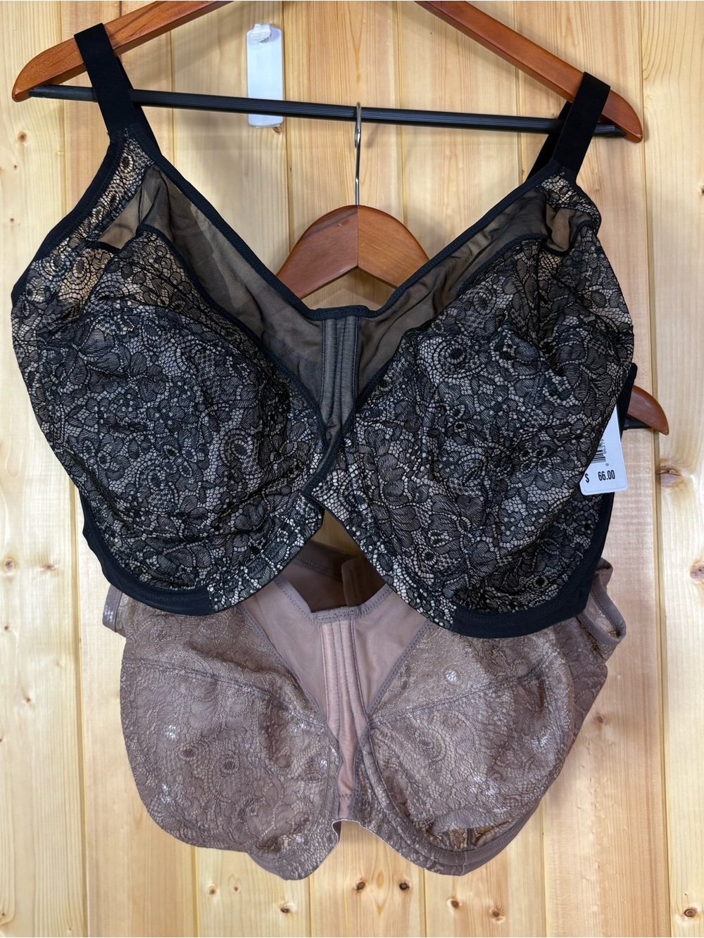Elomi Raquel Bra Lot size 42M Black & Taupe Underwire Full Coverage Lace Light